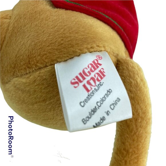 Vintage 1998 Sugar Loaf Rocking Horse Plush Toy Tan Red Saddle Green Rockers - Picture 5 of 6